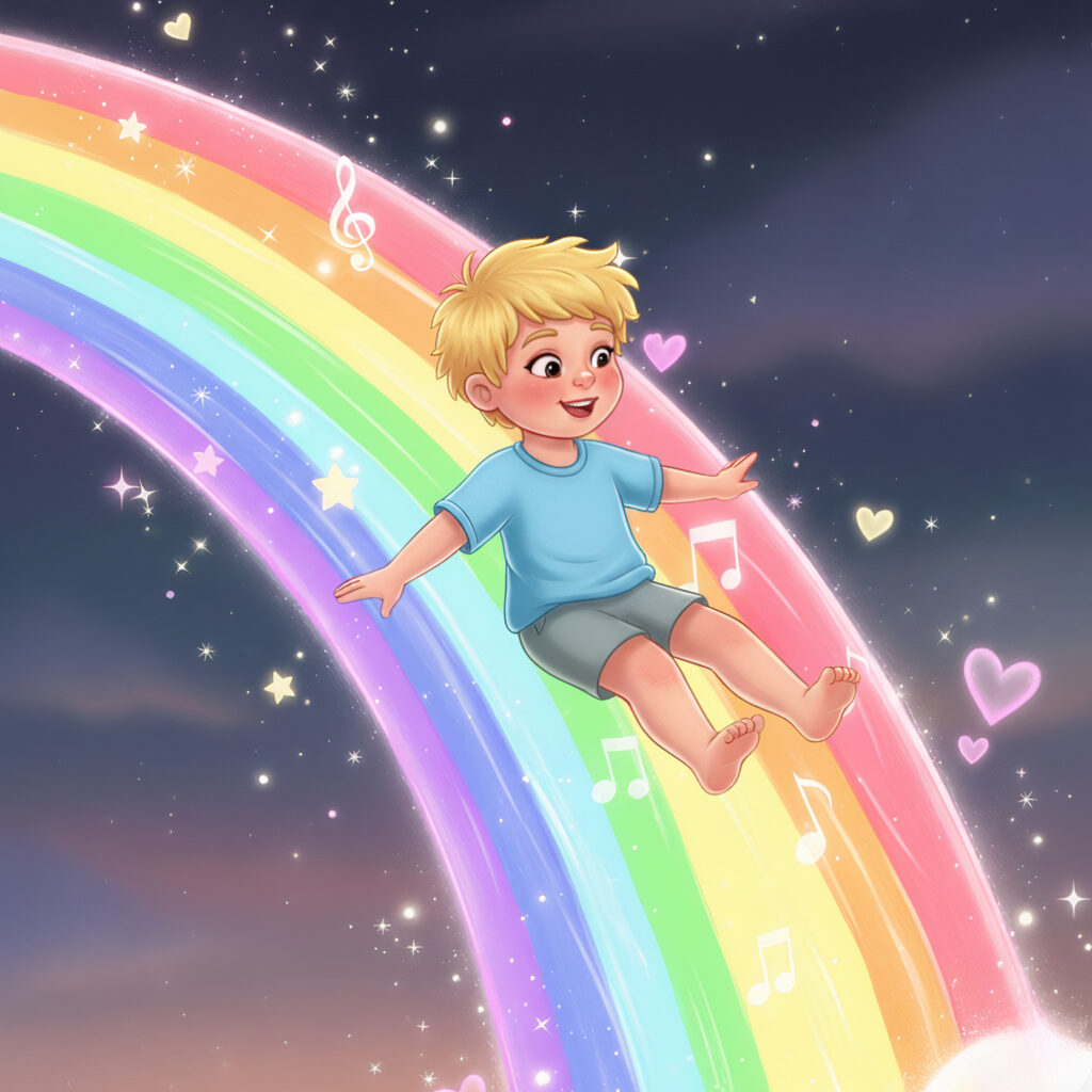 de magische regenboogglijbaan